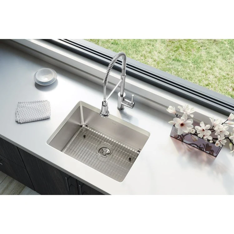 Kitchen Sink Lustertone Iconix 23.5 x 18.25 Inch Single Bowl Kit with Perfect Drain Luminous Satin Undermount - Frankwebs