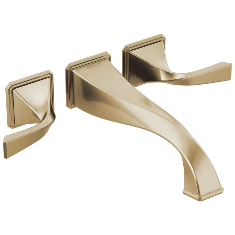 Tub Filler Trim Virage Wall Mount 2 Lever Brilliance Luxe Gold ADA 8 Inch Spread - Frankwebs