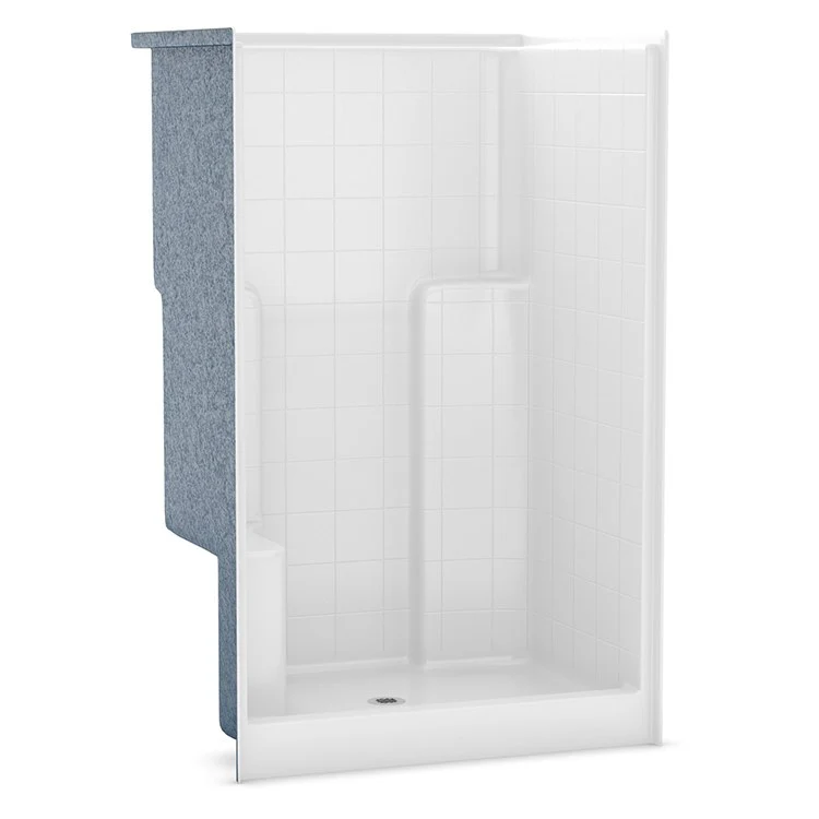 Shower Module 48 Inch AcrylX White 1 Pieces Left Hand Contoured Corner Seat 3-3/8 Inch Center Opening - Frankwebs