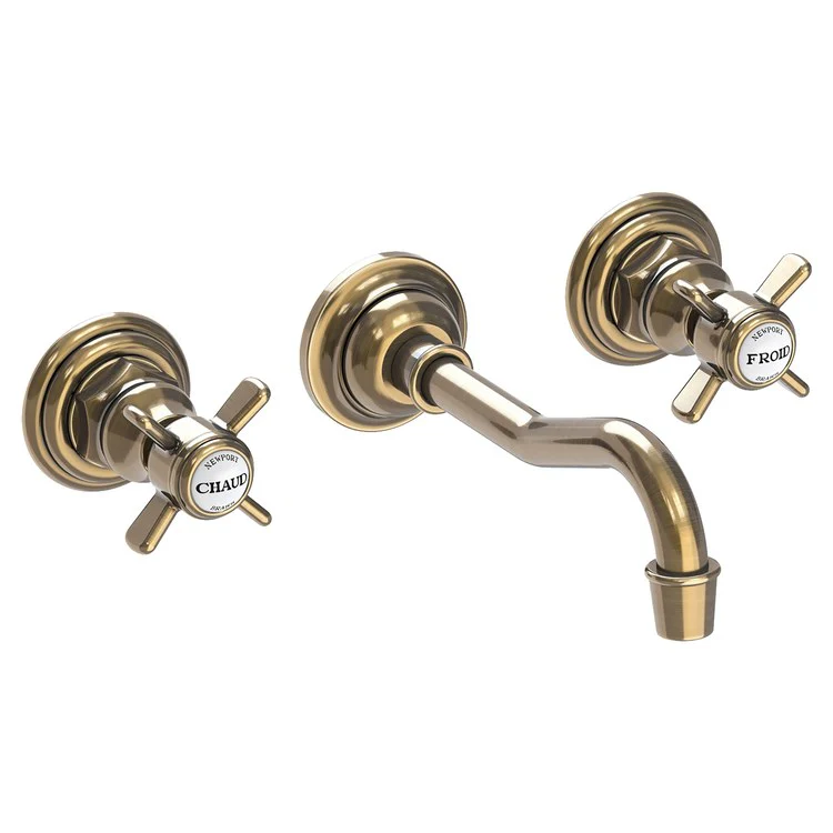 Lavatory Faucet Fairfield Wall Mount 8 Inch Spread 2 Cross ADA WaterSense Satin Gold PVD 1.2 Gallons per Minute Less Drain 3 Hole - Frankwebs