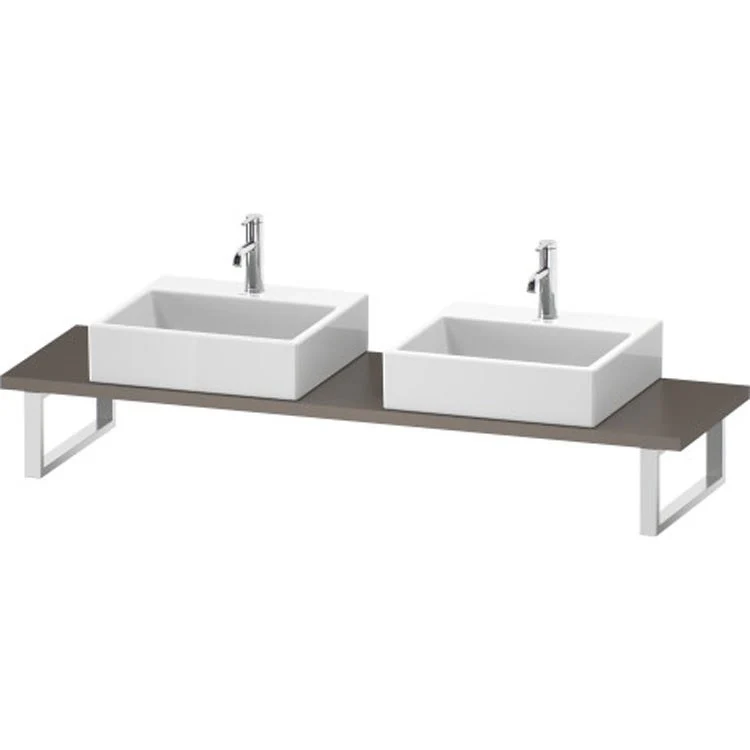 Lavatory Console L-Cube Cappuccino High Gloss Double Basin Compact 31-1/2 x 18-7/8 Inch Ceramic 1-1/8 Inch - Frankwebs