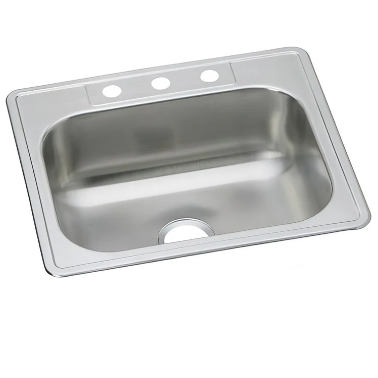 Kitchen Sink Dayton 25 x 22 Inch Single Bowl 3 Hole Elite Satin Drop-In Drain Location Center Multiple of 40 Bottom Only Pads - Frankwebs