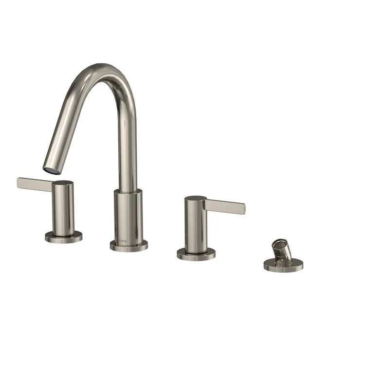 Roman Tub Trim GF Includes Handshower Outlet and Hose Less Handshower 2 Lever Polished Nickel ADA 8-11/16 Inch Reach - Frankwebs