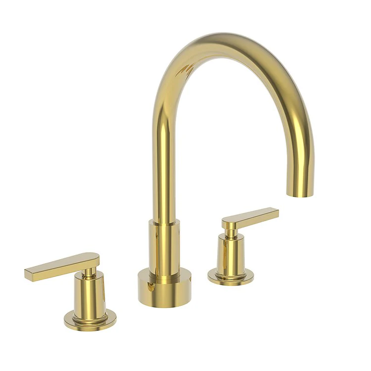 Roman Tub Trim Dorrance Deck Mount 2 Lever Polished Brass Uncoated Living ADA 8 to 20 Inch Spread - Frankwebs