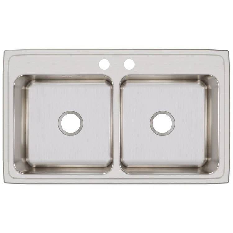 Kitchen Sink Lustertone Classic Gourmet 37 x 22 Inch Double Bowl Equal 2 Hole Lustrous Highlighted Satin Top Mount - Frankwebs