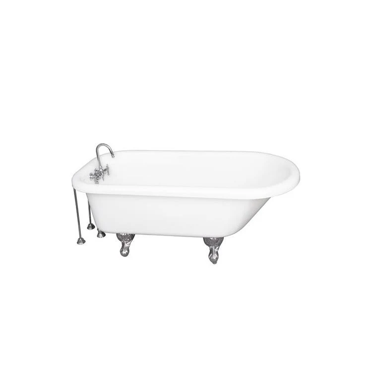 Tub Kit Asia 67 Inch Acrylic White Kit Includes Polished Chrome Tub Filler 24 Inch Double Offset Tub Supplies and Tub Drain Ball and Claw Feet Gooseneck Spout Intricate Metal Lever Handles 50 Gallon Capacity - Frankwebs