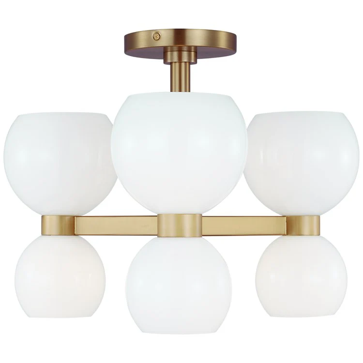 Ceiling Light Londyn Semi-Flushmount 6 Lamp Burnished Brass Milk White - Frankwebs