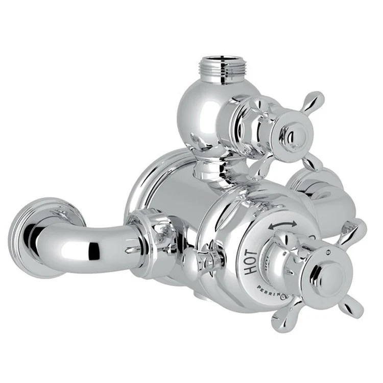 Thermostatic Valve Trim Edwardian Exposed with Volume & Temperature Control 2 Cross Satin Nickel - Frankwebs