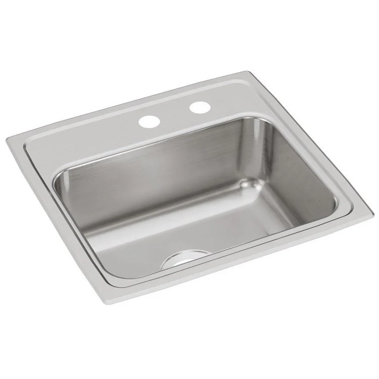 Kitchen Sink Lustertone Classic 19 x 18 Inch Single Bowl MR2 Hole Lustrous Satin Drop-In Stainless Steel Drain Location Center Bottom Only Pads - Frankwebs