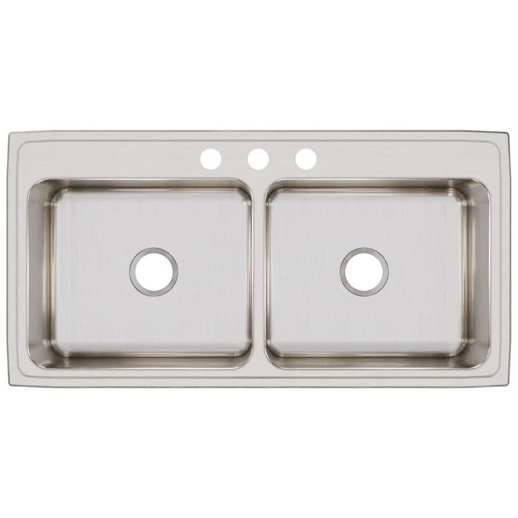 Kitchen Sink Lustertone Classic 43 x 22 Inch Double Bowl Equal 3 Hole Lustrous Satin Drop-In 10-1/8 Inch - Frankwebs