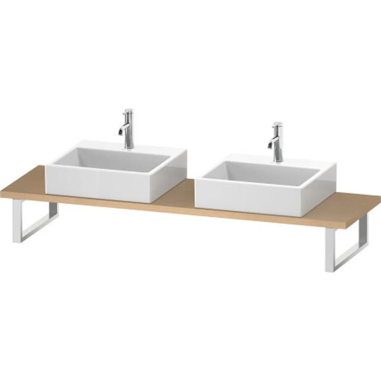 Lavatory Console L-Cube Cappuccino High Gloss Double Basin Compact 31-1/2 x 18-7/8 Inch Ceramic 1-1/8 Inch - Frankwebs