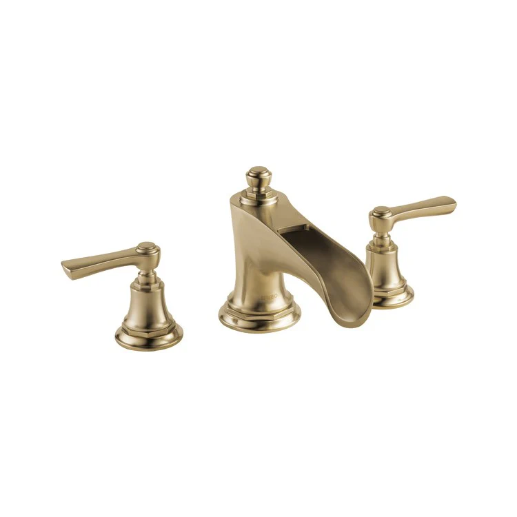 Roman Tub Trim Rook Less Handle Brilliance Luxe Gold ADA 10-16 Inch Spread Channel Spout 14 Gallons per Minute - Frankwebs