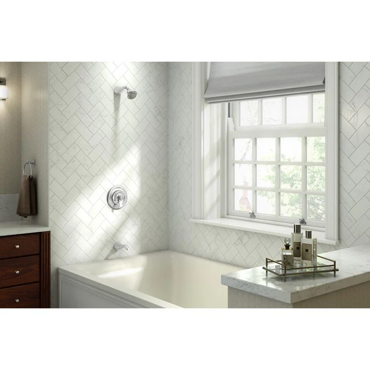 Tub and Shower Trim Carrington with Integral Diverter 2 Lever Polished Chrome ADA 1.5 Gallons per Minute - Frankwebs
