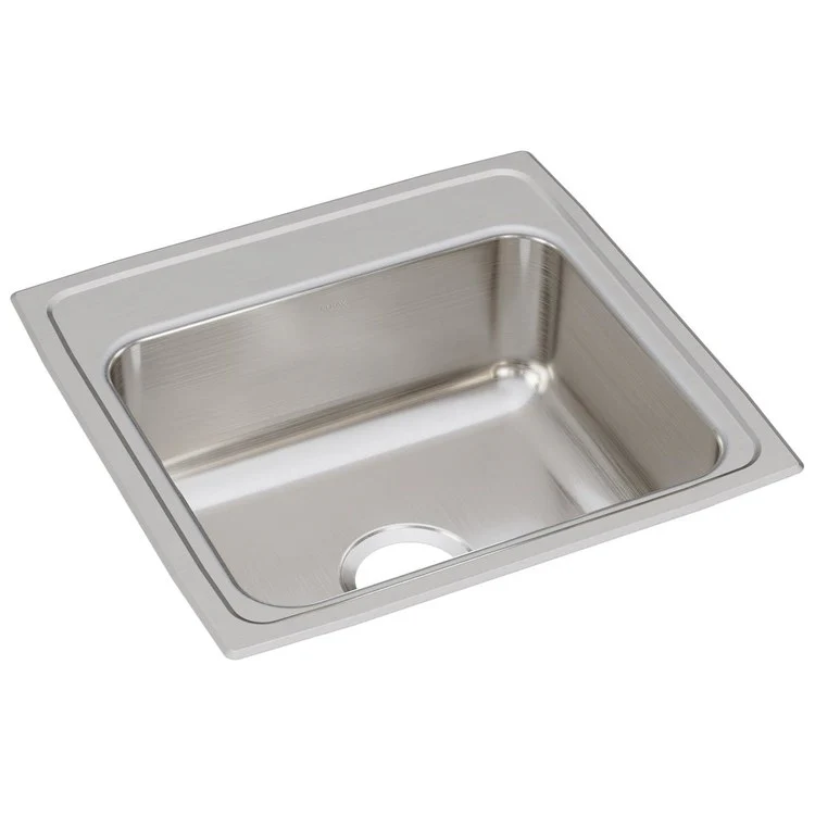 Kitchen Sink Lustertone Classic 19.5 x 19 Inch Single Bowl Lustrous Satin Drop-In Stainless Steel Drain Location Center Bottom Only Pads - Frankwebs