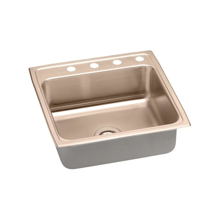 Kitchen Sink 22 x 22 Inch Single Bowl 5 Hole ADA Copper Drop-In Square Drain Location Rear Center Depth 6-1/2 Inch Full Spray Sides and Bottom - Frankwebs