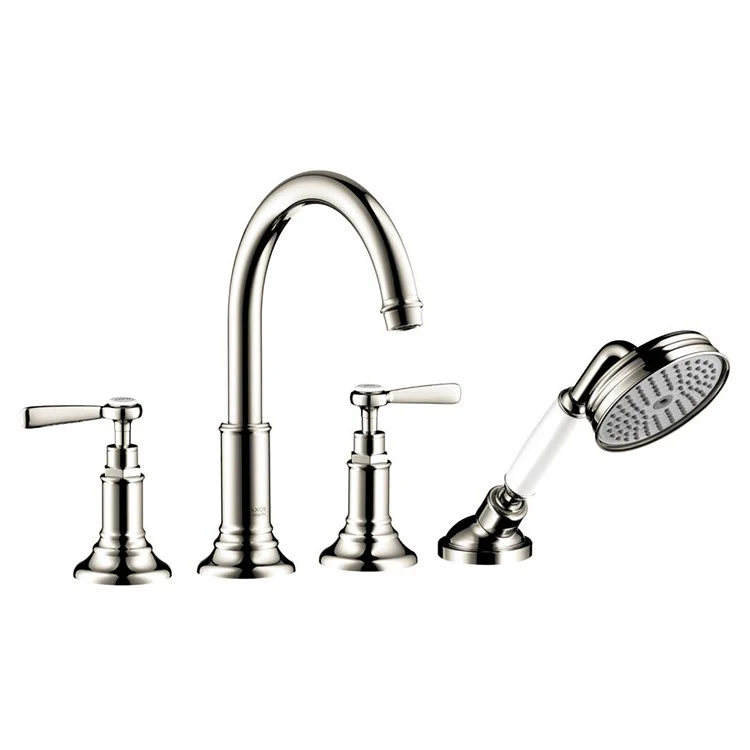 Roman Tub Trim Montreux Deck Mount with Handshower 2 Lever Brushed Black Chrome 8 Inch Spread 5.28 Gallons per Minute - Frankwebs