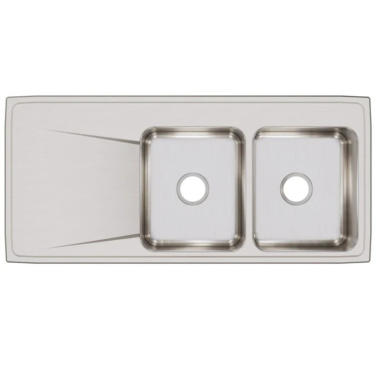Kitchen Sink Lustertone Classic 48 x 22 Inch Double Bowl Equal with Left Drainboard Lustrous Satin Drop-In - Frankwebs
