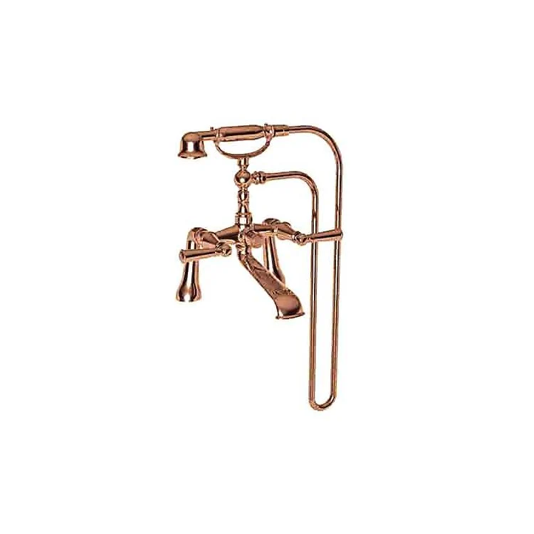 Tub Filler Aylesbury Deck Mount Exposed with Handshower 7-1/4 Inch Spread 2 Lever ADA Antique Copper 2 Hole - Frankwebs