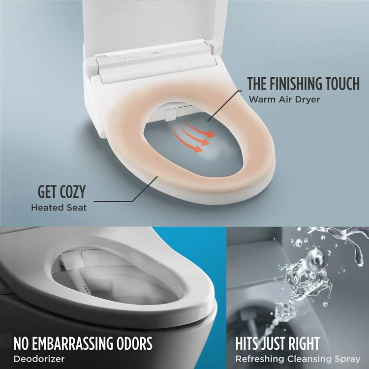 Toilet Drake 2 Pieces Cotton Elongated 30-11/16 Inch 1.28 Gallons per Flush Left Hand Chrome Washlet+ C5 - Frankwebs