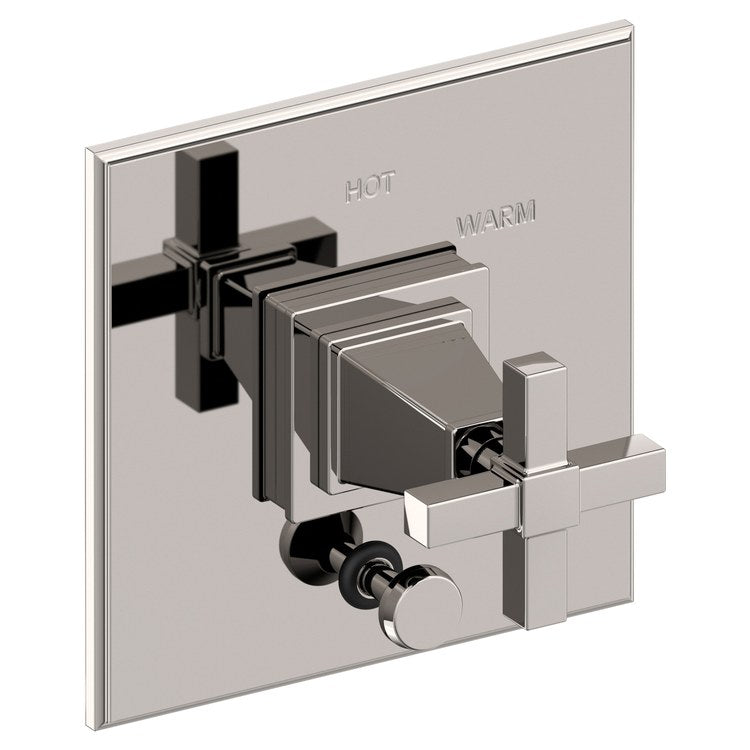 Pressure Balance Valve Trim Malvina Square with Diverter 1 Cross Aged Brass ADA Depth 4 Inch - Frankwebs
