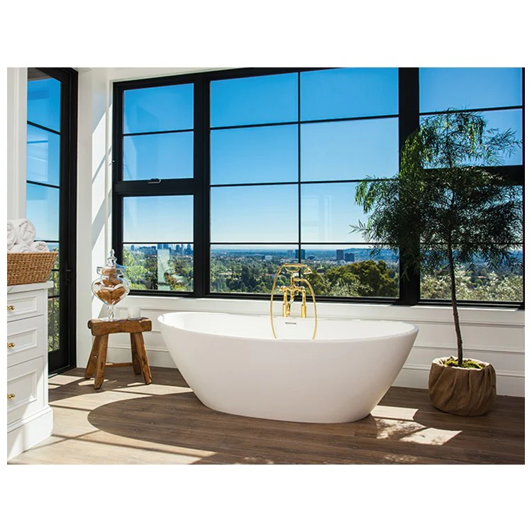 Air Tub Elise 63 x 32 Inch Freestanding with Integral Pedestal Center White Matte Oval Sculpturestone 74 Gallons 21-1/2 Inch - Frankwebs