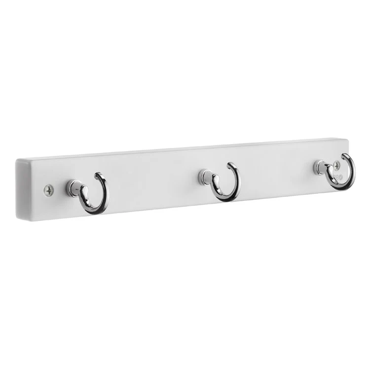 Coat Rack 3 Hook 1 x 8 x 2 Inch White Brass - Frankwebs