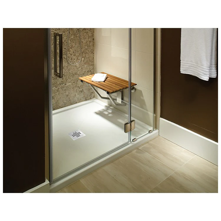 Shower Base Multiple Threshold Hidden Drain Biscuit 60 x 32 Inch Acrylic Right Hand Drain - Frankwebs