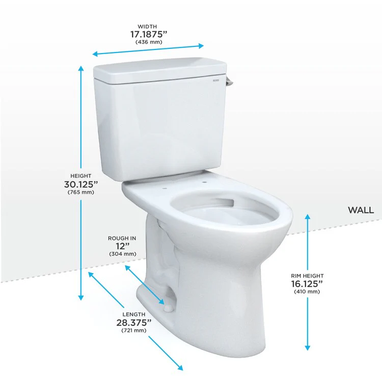 Toilet Drake 2 Pieces Universal Height Cotton Elongated ADA 30-1/8 Inch 1.28 Gallons per Flush Right Hand Chrome Less Seat - Frankwebs