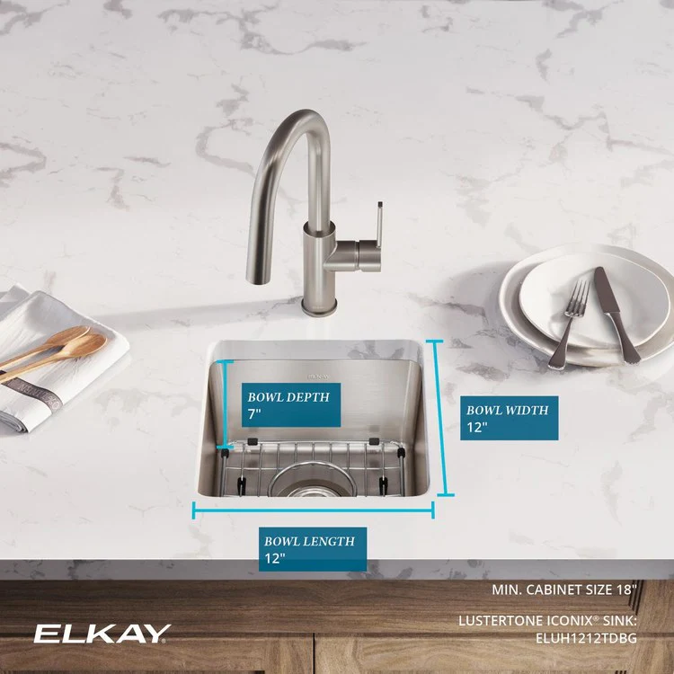 Kitchen Sink Lustertone Iconix 14.5 x 14.5 Inch Single Bowl Kit Luminous Satin Undermount - Frankwebs