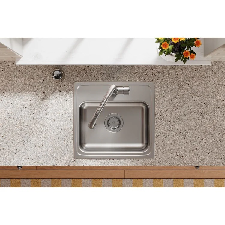 Kitchen Sink Lustertone Classic 19 x 18 Inch Single Bowl ADA Lustrous Satin Drop-In Rectangle Drain Location Rear Center Depth 5-1/2 Inch Bottom Only Pads - Frankwebs