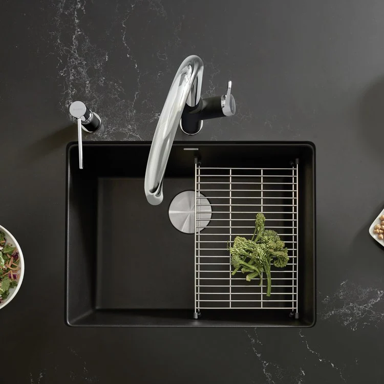 Kitchen Sink Precis 23 x 18 Inch Single Bowl Coal Black Undermount Rectangle Silgranit - Frankwebs