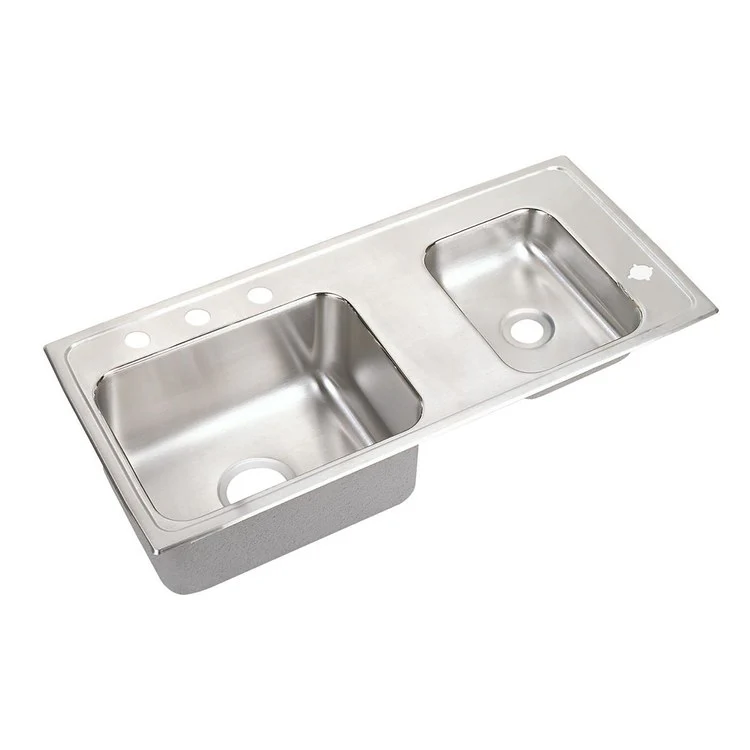 Classroom Sink Lustertone 37.25 x 17 Inch Double Bowl ADA Right Lustrous Satin Drop-In Minimum Cabinet Size 42 Inch 6 Inch Quick Clip Mounting System 18 Gauge Bottom Only Pads Mounting Hardware Included for Up to 3/4IN Countertop - Frankwebs