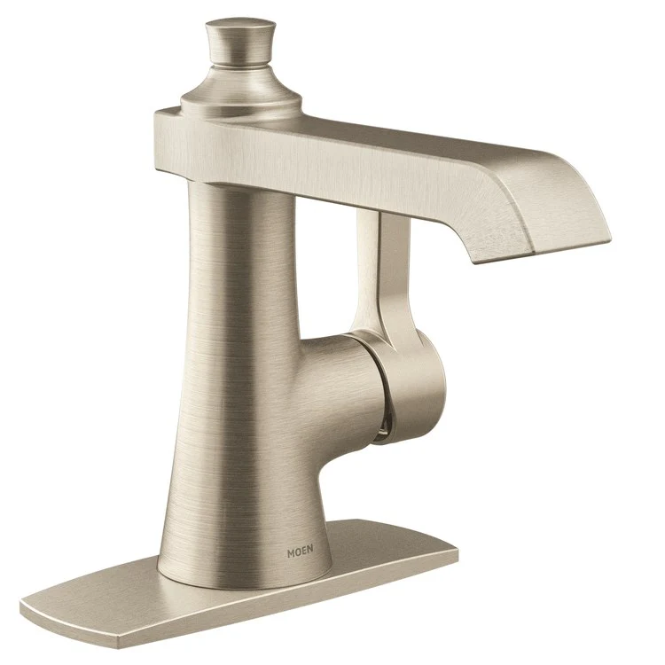 Lavatory Faucet Flara 1 Lever ADA WaterSense Brushed Nickel 1.2 Gallons per Minute 1/3 Hole Metal 5-1/4 Inch - Frankwebs