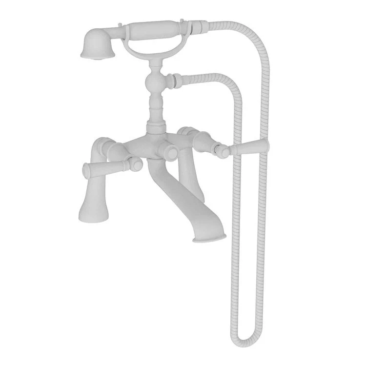 Tub Filler Aylesbury Deck Mount Exposed with Handshower 7-1/4 Inch Spread 2 Lever ADA Antique Copper 2 Hole - Frankwebs