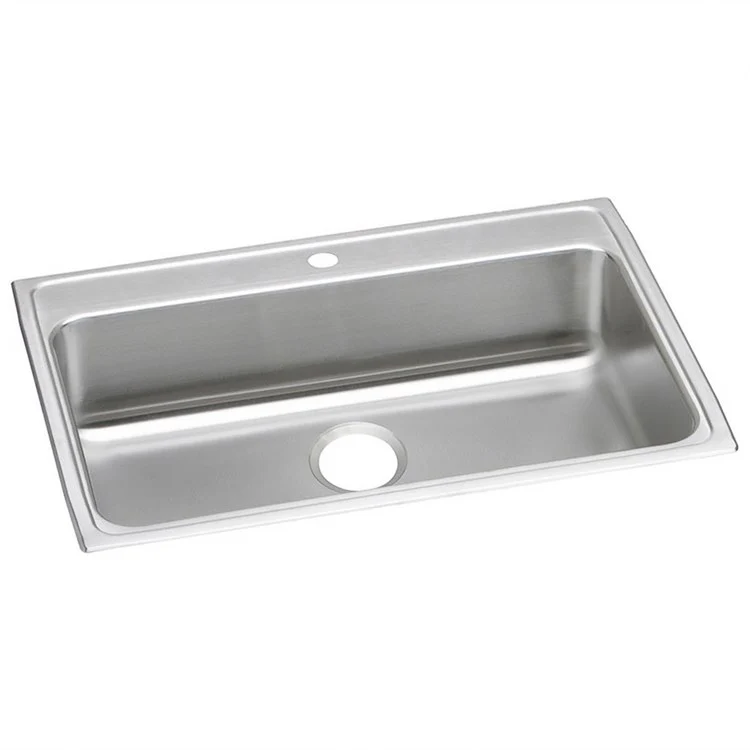 Kitchen Sink Lustertone Classic 31 x 22 Inch Single Bowl 1 Hole ADA Lustrous Satin Drop-In Rectangle Drain Location Rear Center Depth 6 Inch Bottom Only Pads - Frankwebs