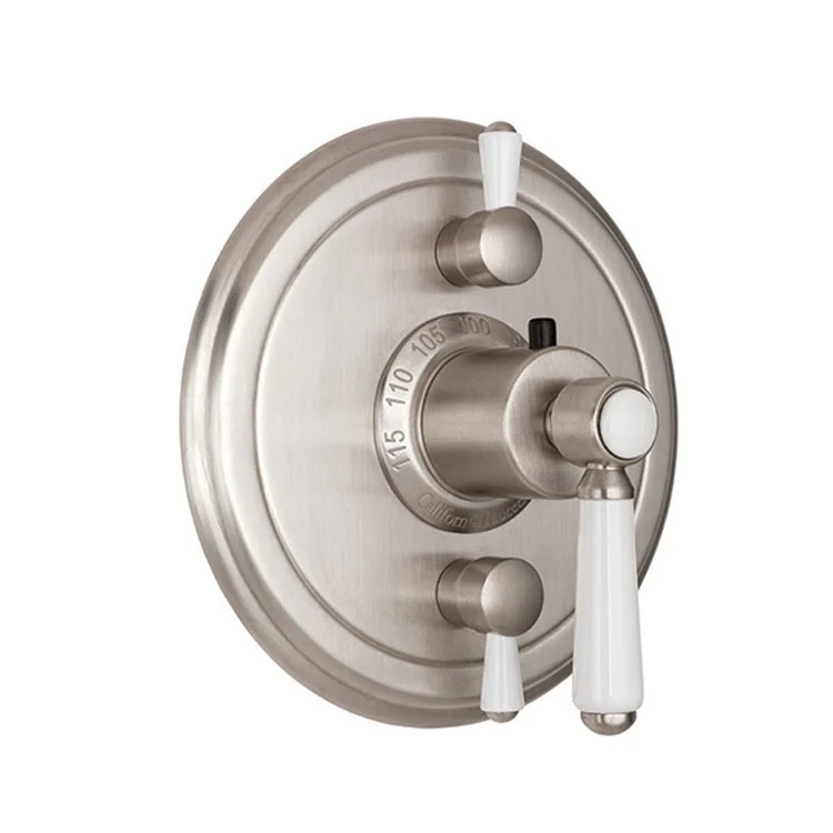 Thermostatic Trim Cardiff Round with Dual Volume Control 3 Lever Bella Terra Bronze ADA for Requires Rough Valve TH52-R Or TH52D2-R Handles and Escutcheon Brass - Frankwebs