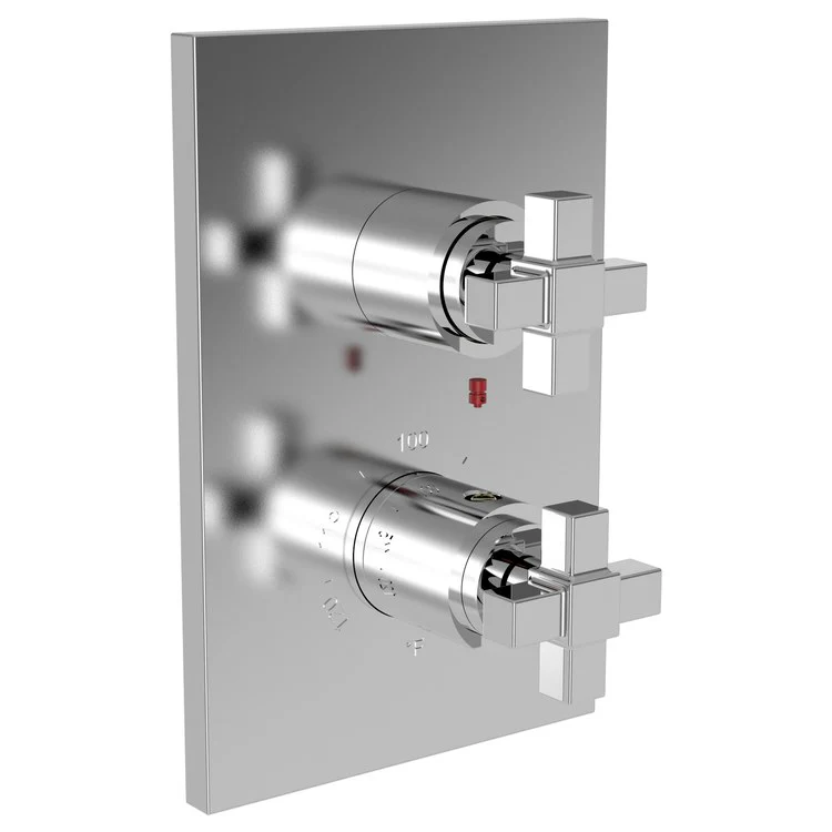 Thermostatic Trim Malvina Rectangular Plate 2 Cross Flat Black ADA for Luxtherm 1/2 Inch Rough Valve Face Plate Diverter and Temperature-Adjust Handles Brass - Frankwebs