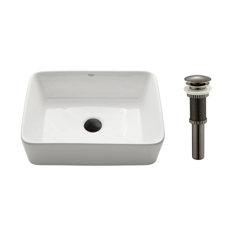 Rectangular Ceramic Bathroom Vessel Sink with Pop-Up Drain - Frankwebs