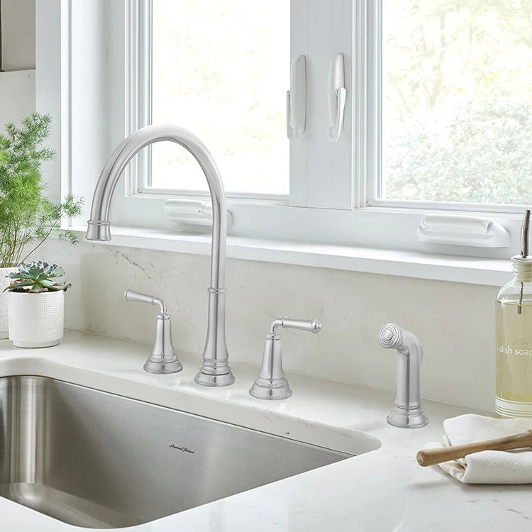 Delancey Two-Handle Widespread Kitchen Faucet with Sprayer - Frankwebs