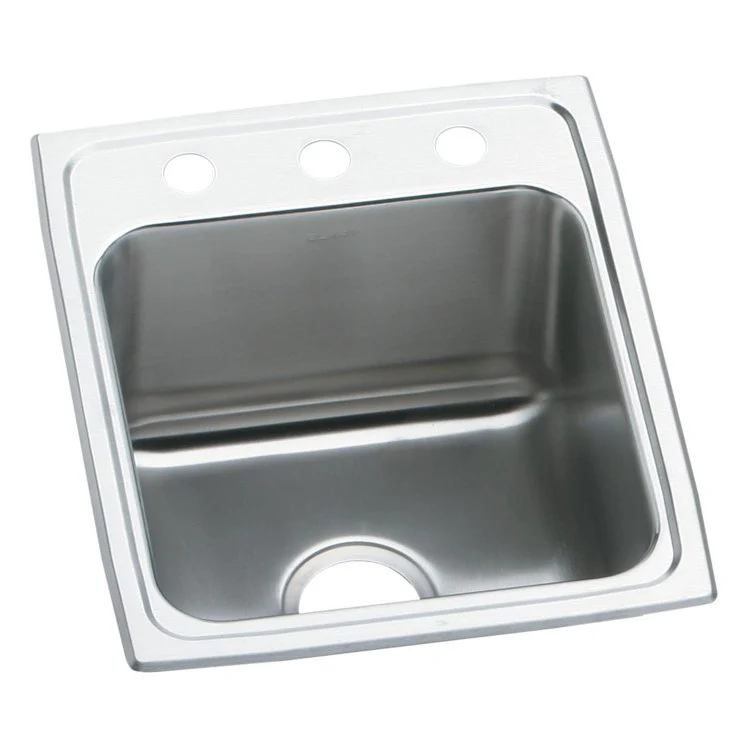 Kitchen Sink Lustertone Classic 15 x 22 Inch Single Bowl 1 Hole ADA Lustrous Satin Drop-In Rectangle Drain Location Rear Center Depth 6 Inch Bottom Only Pads - Frankwebs