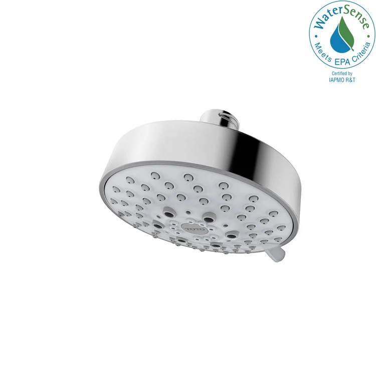 Showerhead L 5 Function Modern Round Polished Chrome 4 Inch 1.75 Gallons per Minute WaterSense Rubber Nozzles - Frankwebs