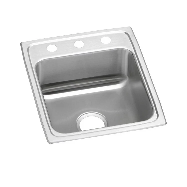 Kitchen Sink Lustertone Classic 17 x 20 Inch Single Bowl MR2 Hole ADA Lustrous Satin Drop-In Rectangle Drain Location Rear Center Depth 5 Inch Bottom Only Pads - Frankwebs