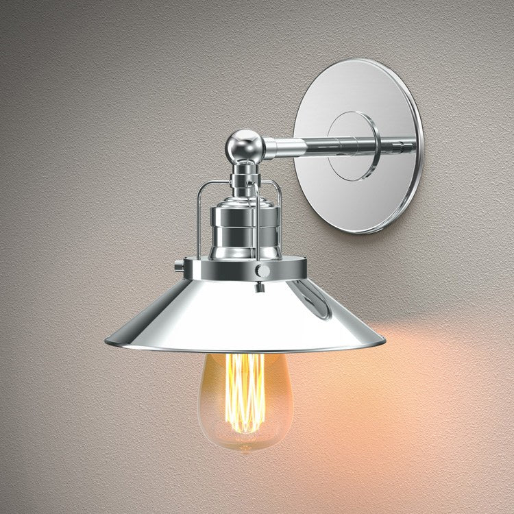 Wall Sconce Single Sconce Bright Brushed Brass 1 Lamp Cone Metal Shade 7.75 x 10.5 Inch - Frankwebs