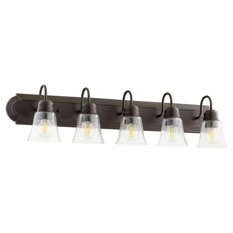 Traditional Five-Light Bathroom Vanity Fixture with Clear Seeded Glass Shades - Frankwebs