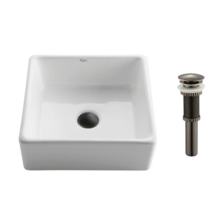 Square Ceramic Bathroom Vessel Sink with Pop-Up Drain - Frankwebs