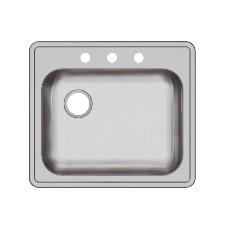 Kitchen Sink Dayton 25 x 22 Inch Single Bowl 3 Hole ADA Satin Drop-In Rectangle Drain Location Rear Left Depth 5-3/8 Inch Bottom Only Pads - Frankwebs