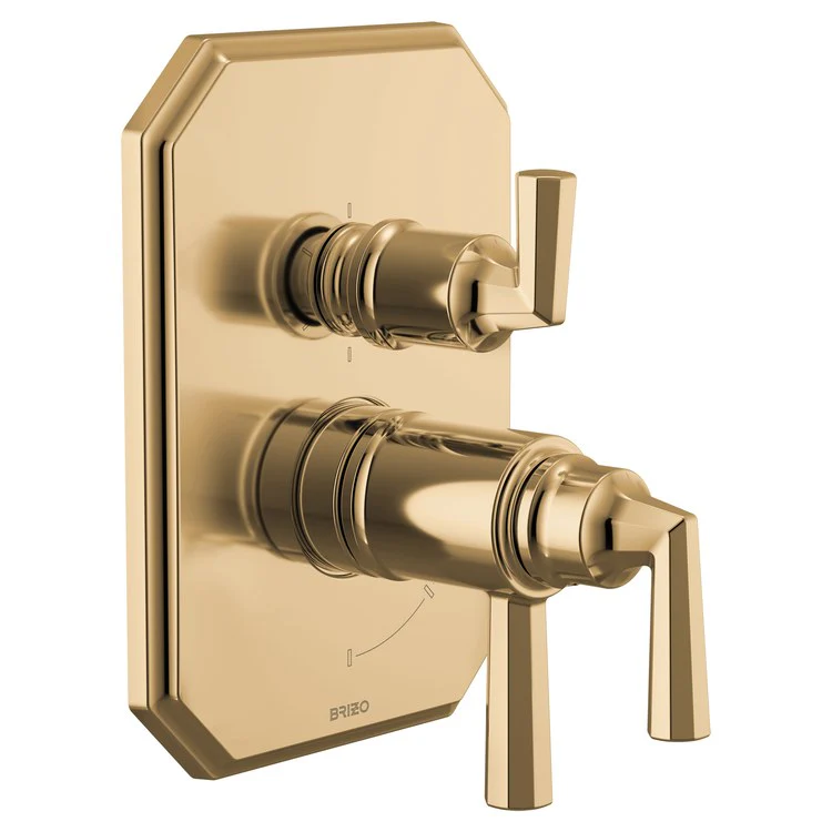 Thermostatic Valve Trim Beauclere TempAssure with Integrated 6 Function Diverter 3 Lever Brilliance Polished Nickel ADA - Frankwebs
