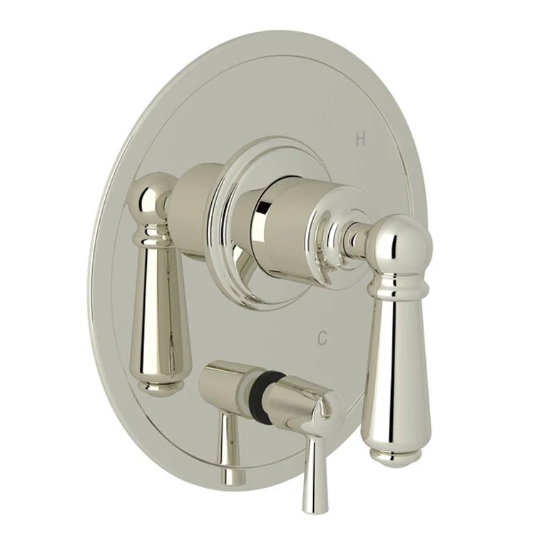 Pressure Balance Valve Trim Edwardian 1/2 Inch with Diverter 2 Lever Polished Nickel - Frankwebs
