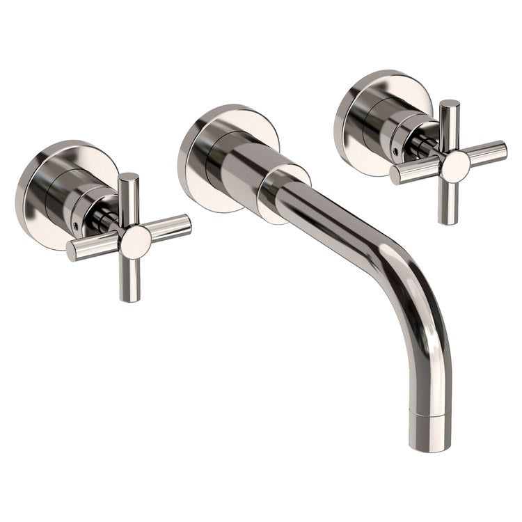 East Linear Two Handle Wall-Mount Bathroom Faucet with Cross Handles - French Gold - Frankwebs