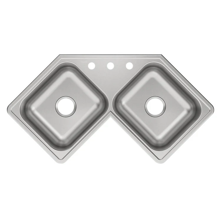 Kitchen Sink Dayton 32 x 32 Inch Double Bowl Equal Corner 3 Hole Elite Satin Corner - Frankwebs
